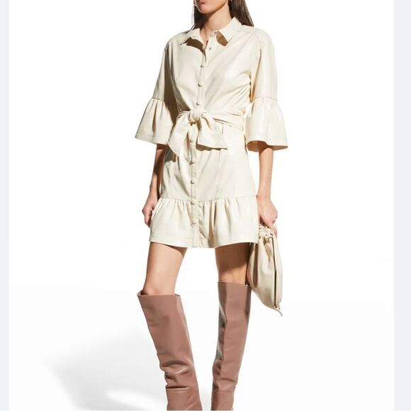 Veronica Beard Luriane Vegan Faux Leather Dress 14 - Picture 1 of 10
